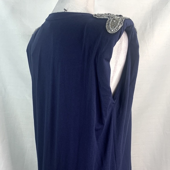 Express Navy Embellished Padded Shoulder Crew Neck Tee- NWT - Picture 11 of 14